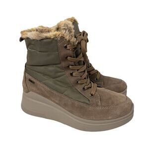 IGI & Co Boots Womens Size 6.5 Wedge Brown GoreTex Waterproof Faux Fur Lined 37